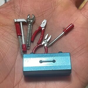 Miniature Tool Set with Blue Toolbox